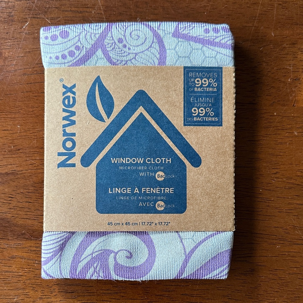 Norwex Microfiber Window Cloth with Purple Swirls